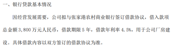 龙珠体育迪威高压拟向张家港农村商业银行申请3800万借款用于公司厂房建设(图1)